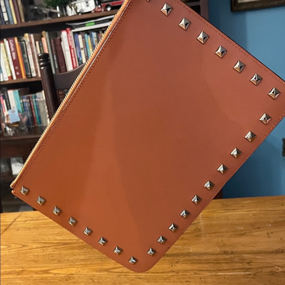 Rebecca Minkoff Coral Orange Studded Wristlet Clutch - Picture 5 of 6